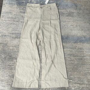 Ann Taylor Tan Dress Pants with High-Waist and Wide-Leg